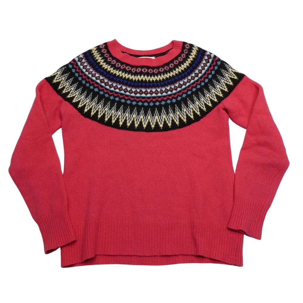 Cambridge Dry Goods Sweater Womens‎ Medium Pink Fair Isle Lambswool Pullover
